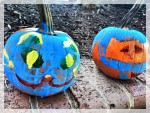 2 blue pumpkins