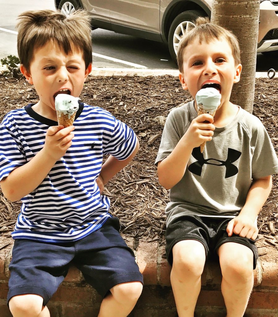 2 kids eating gelato  ones at La Vita Dolce